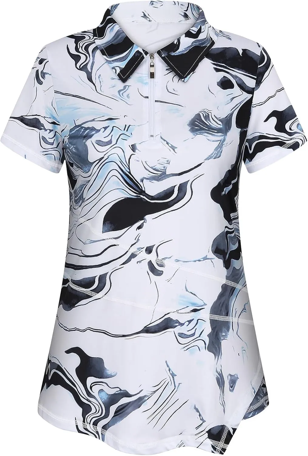 Viracy Women's Golf Shirt Short Sleeve Loose Fitting 1/4 Zip Up Polo Shirt UV Protection Fast Dry Athletic Tops S-3XL
