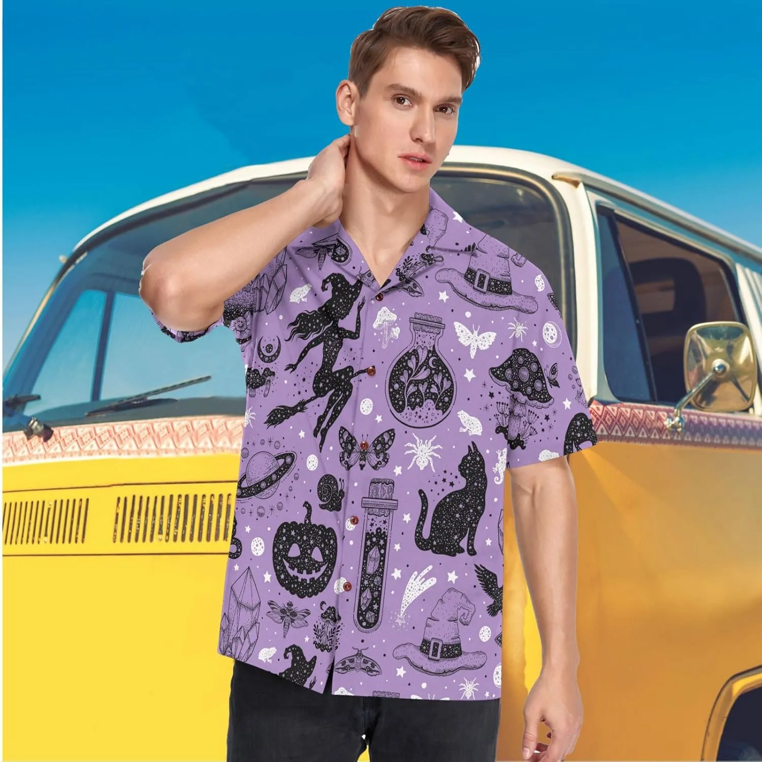 visesunny Hawaiian Bowling Shirts for Men Short Sleeve Regular Fit Summer Beach Casual Button Down Aloha Shirts S-3XL