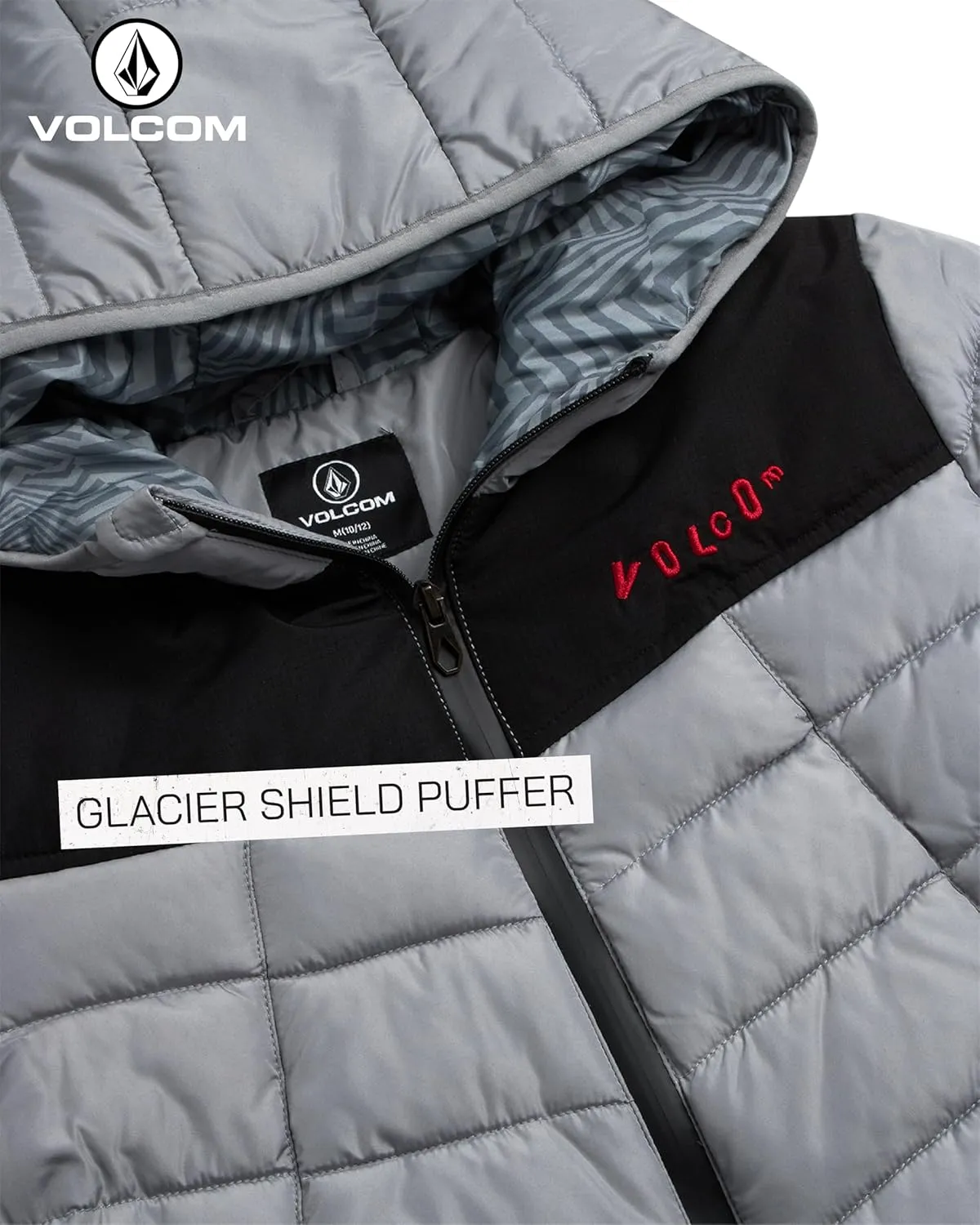 Volcom Boys' Puffer Jacket - Glacier Shield Quilted Winter Jacket with Hood - Insulated Outerwear Jackets for Boys (4-18)