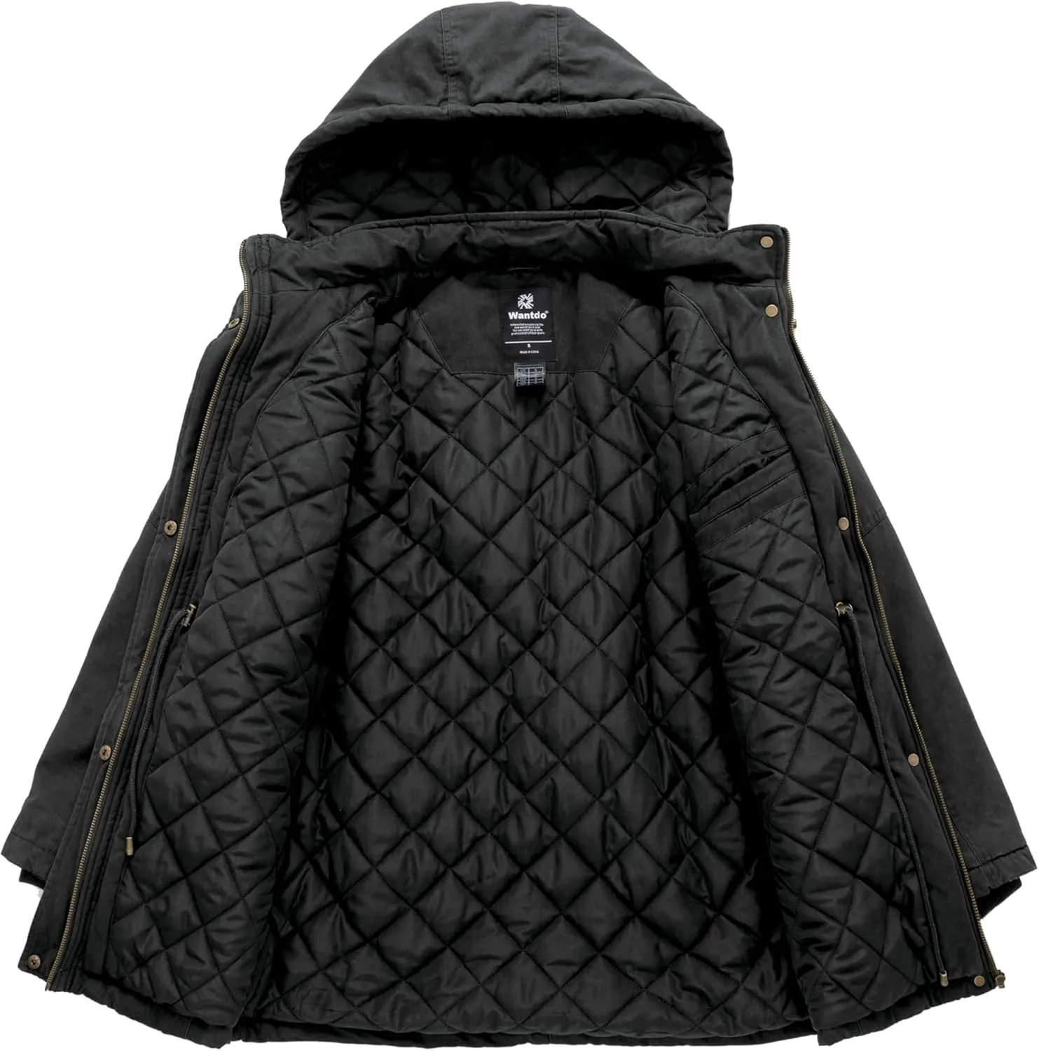 wantdo Women's Winter Parka Coat Sherpa Lined Warm Cotton Jacket with Removable Hood