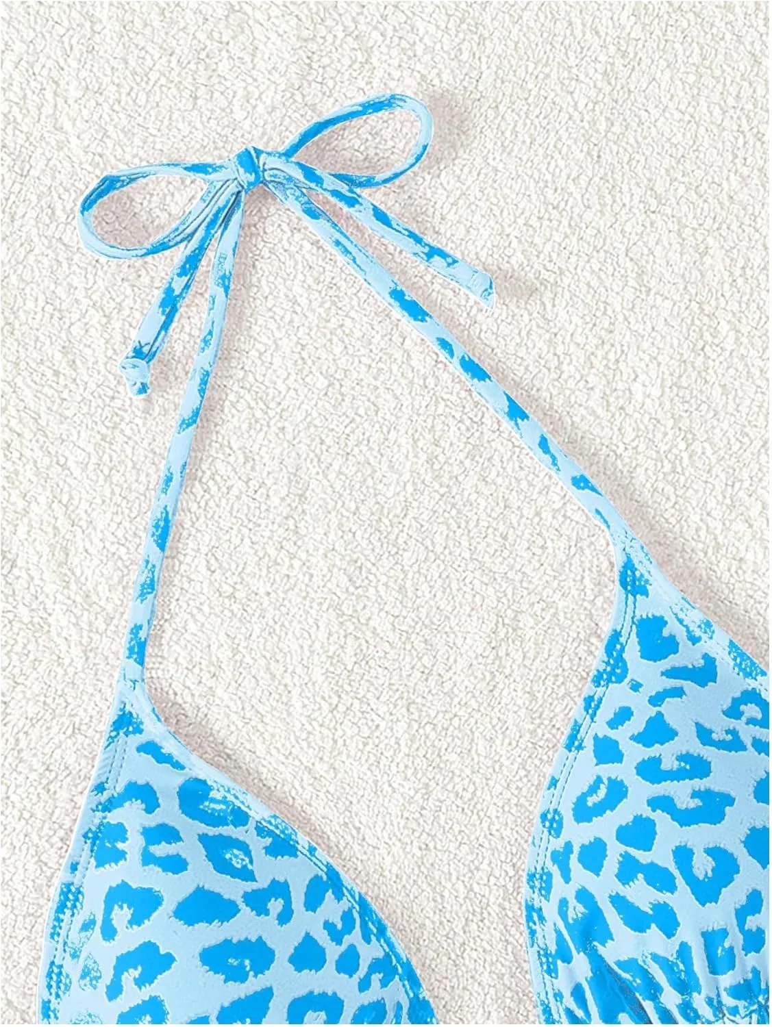 WDIRARA Women's Y2k Leopard Graphic Triangle Bikini Top Micro Halter Swimsuit Tops