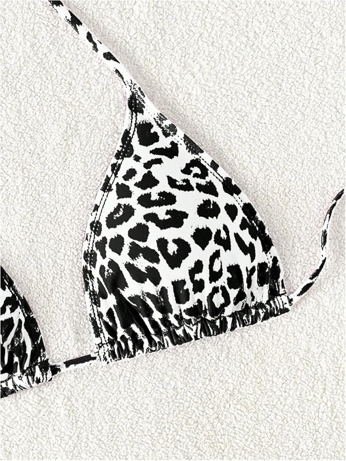 WDIRARA Women's Y2k Leopard Graphic Triangle Bikini Top Micro Halter Swimsuit Tops