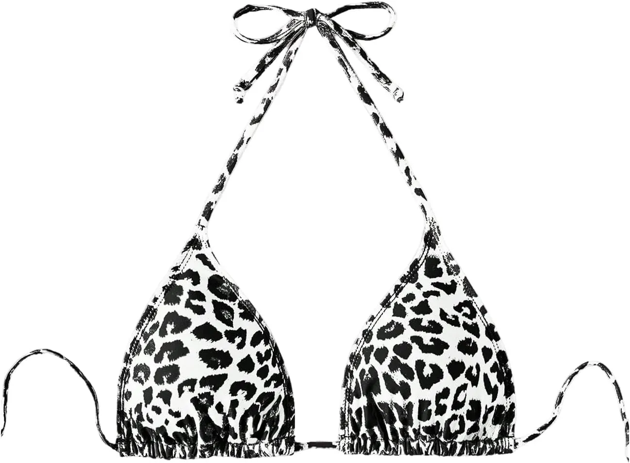 WDIRARA Women's Y2k Leopard Graphic Triangle Bikini Top Micro Halter Swimsuit Tops