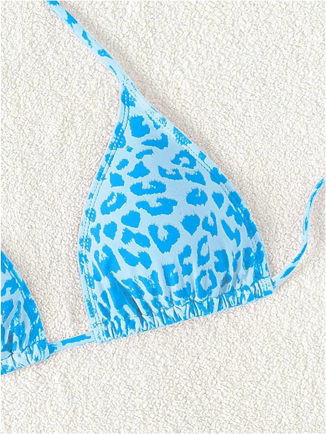 WDIRARA Women's Y2k Leopard Graphic Triangle Bikini Top Micro Halter Swimsuit Tops