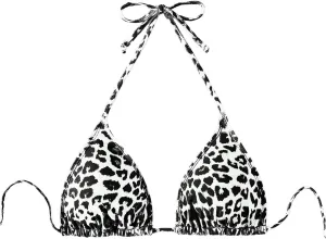 WDIRARA Women's Y2k Leopard Graphic Triangle Bikini Top Micro Halter Swimsuit Tops