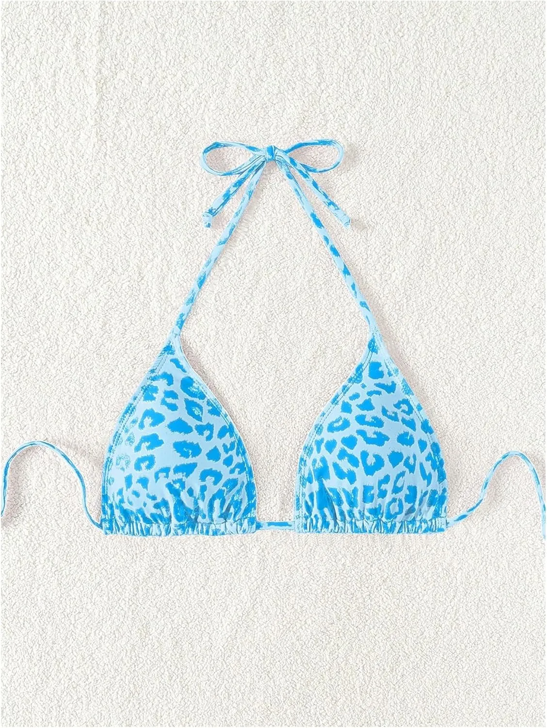 WDIRARA Women's Y2k Leopard Graphic Triangle Bikini Top Micro Halter Swimsuit Tops