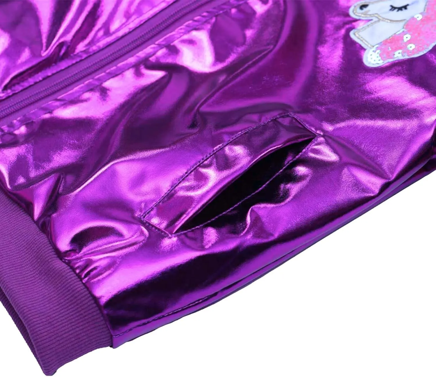 WELAKEN Uniocrn Bomber Jacket With Sparkly Sleeve For Girls, Toddler & Kids Sequin Lightweight Flight Jacket