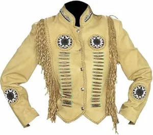 Western Genuine Leather Suede Jacket Women Cowlady Native American Lady Beaded & Fringe Cowgirl Jacket Tassels