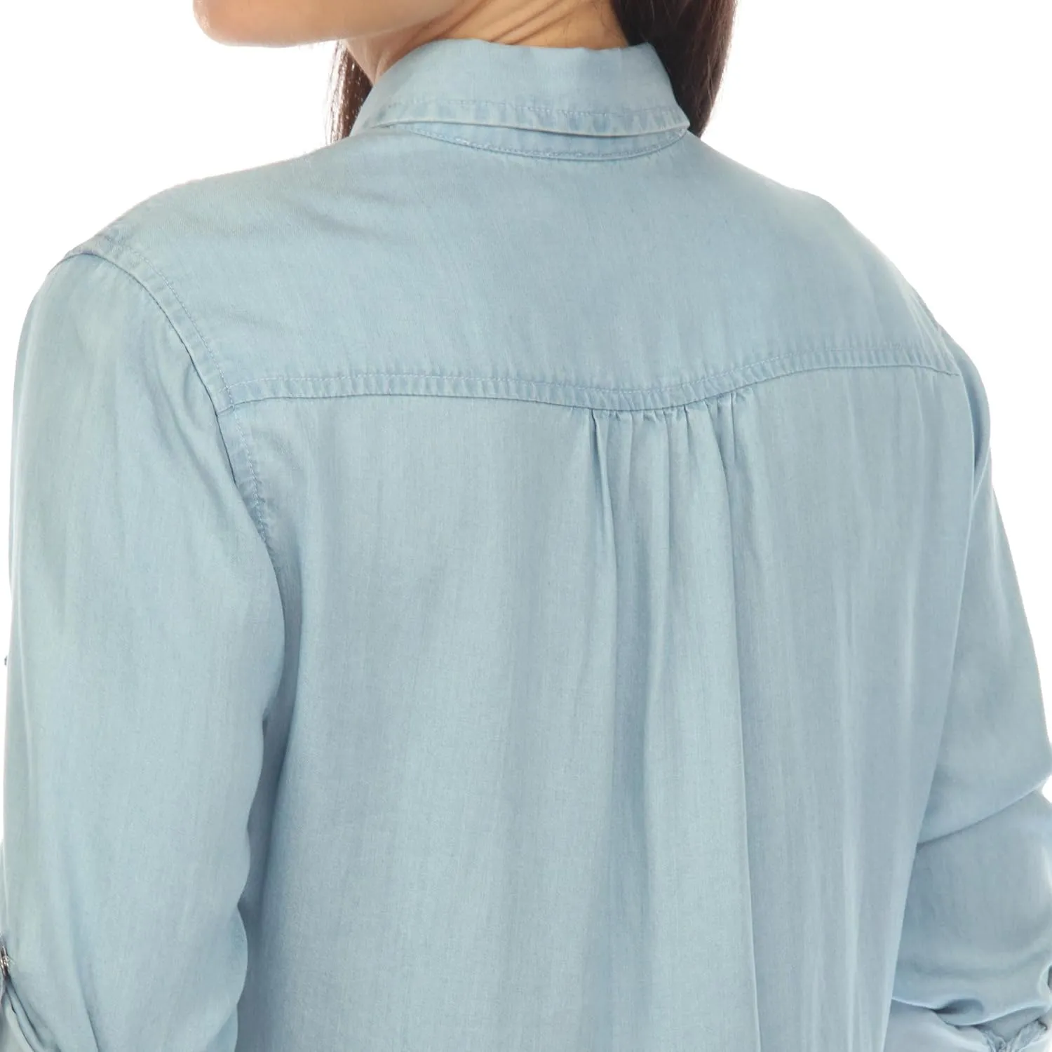 white mark Women's Long Sleeve Tiered Midi Shirt Dress