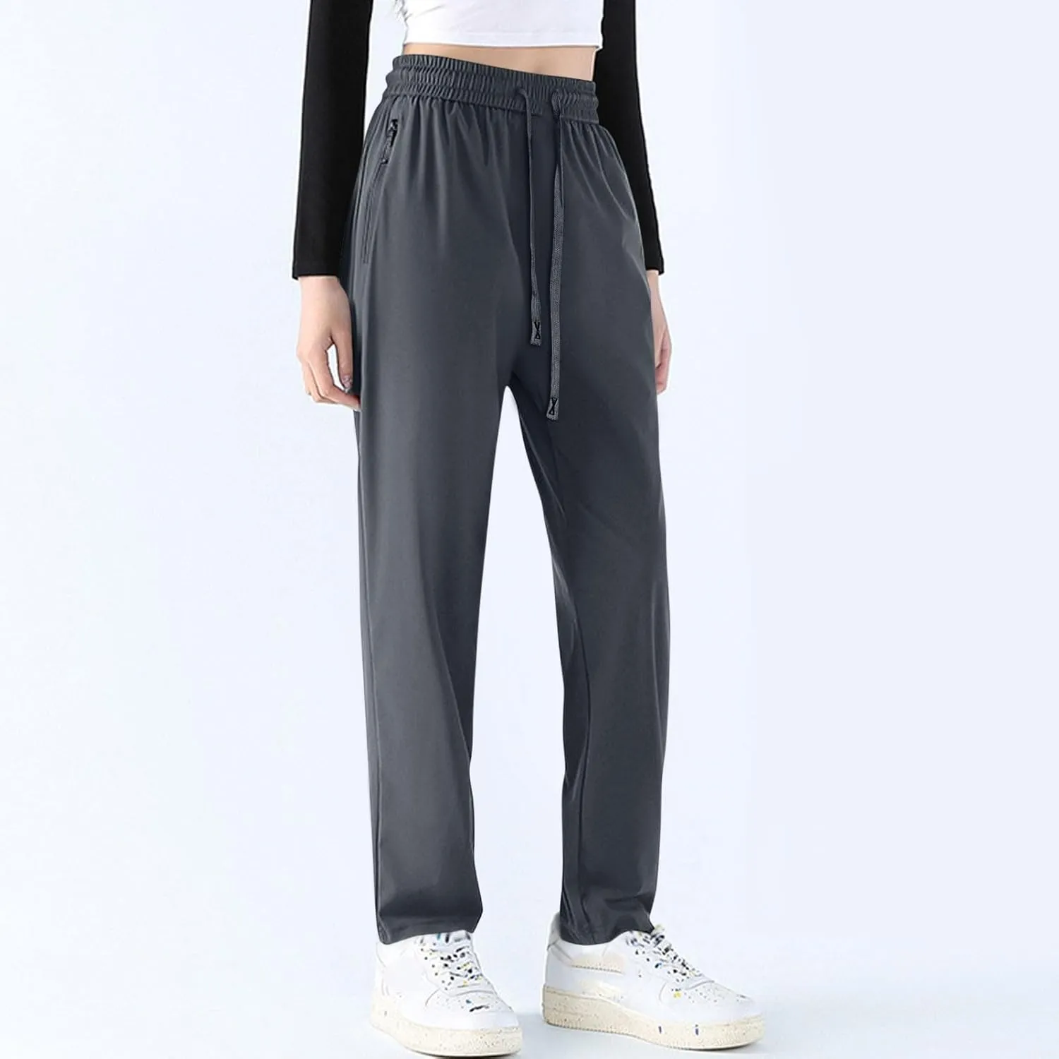 White Pants Women Plus Size, Womens Pants Trendy Linen Cotton Low Rise Trousers Work Straight Leg Summer