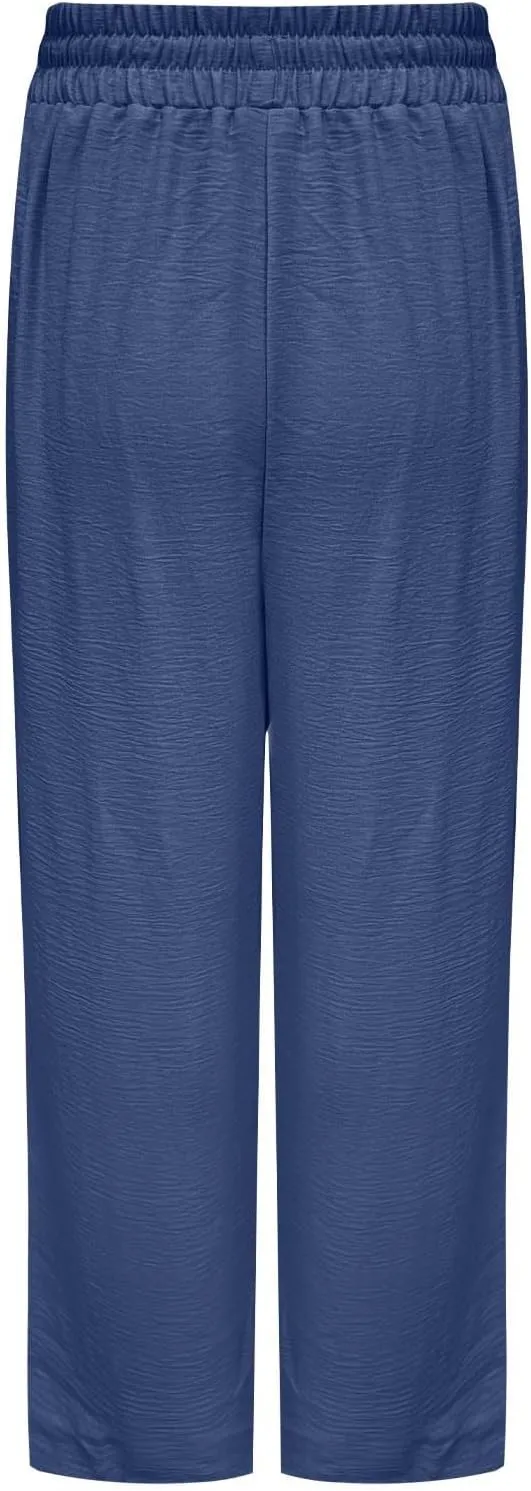 Wide Leg Pants for Women Elastic High Waist Drawstring Baggy Trousers Solid Color Loose Fit Flowy Beach Palazzo Pant