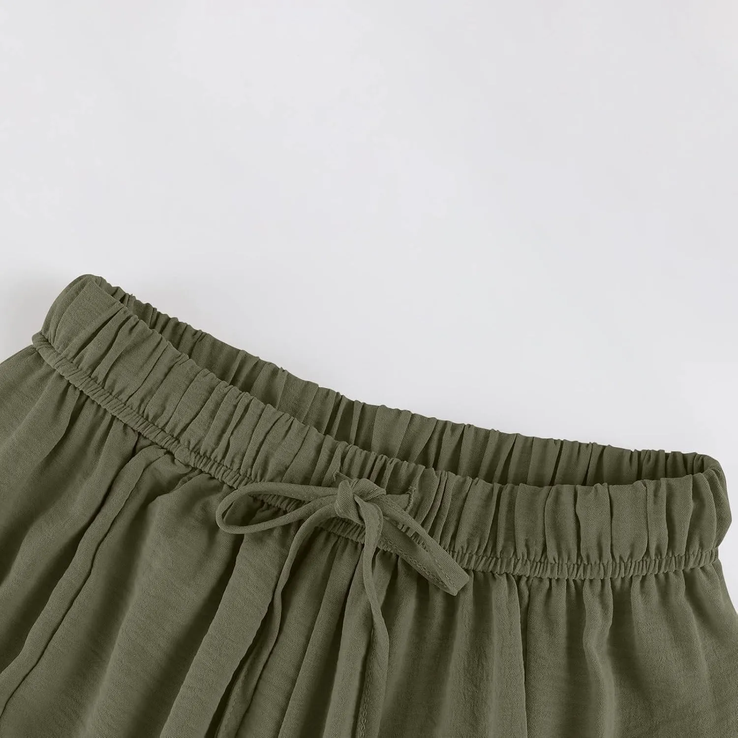 Wide Leg Pants Woman High Waisted Drawstring Casual Boho Pants Summer Baggy Trendy Palazzo Harem Trousers with Pockets