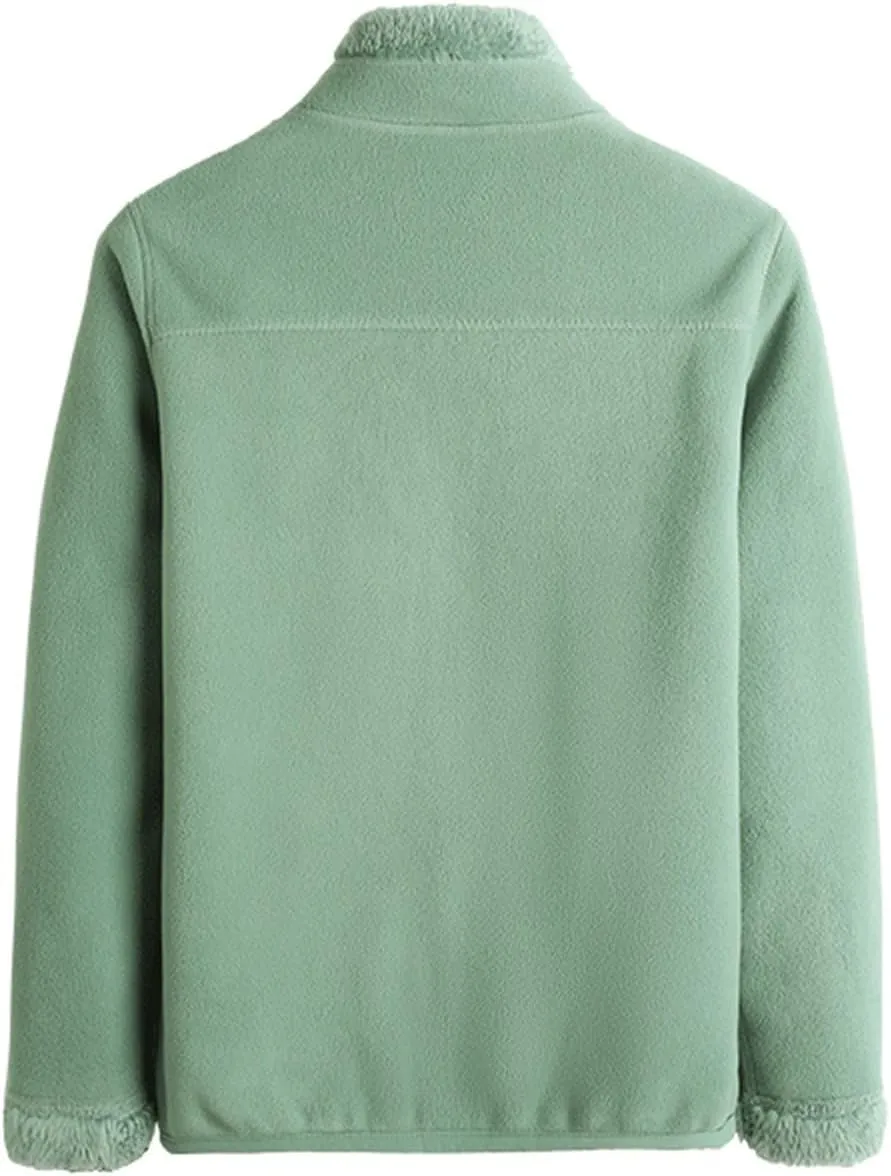 Winter Coats for Women Casual Fashion Comfortable Loose Warm Plus Velvet Double Sided Stand Collar Fleece Jacket