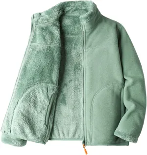 Winter Coats for Women Casual Fashion Comfortable Loose Warm Plus Velvet Double Sided Stand Collar Fleece Jacket