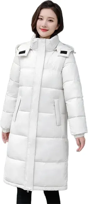 Winter Warm Hooded Parka Women's Padded Jacket Down Cotton Loose Long Coat