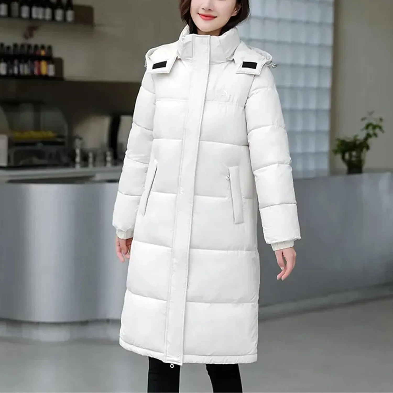 Winter Warm Hooded Parka Women's Padded Jacket Down Cotton Loose Long Coat