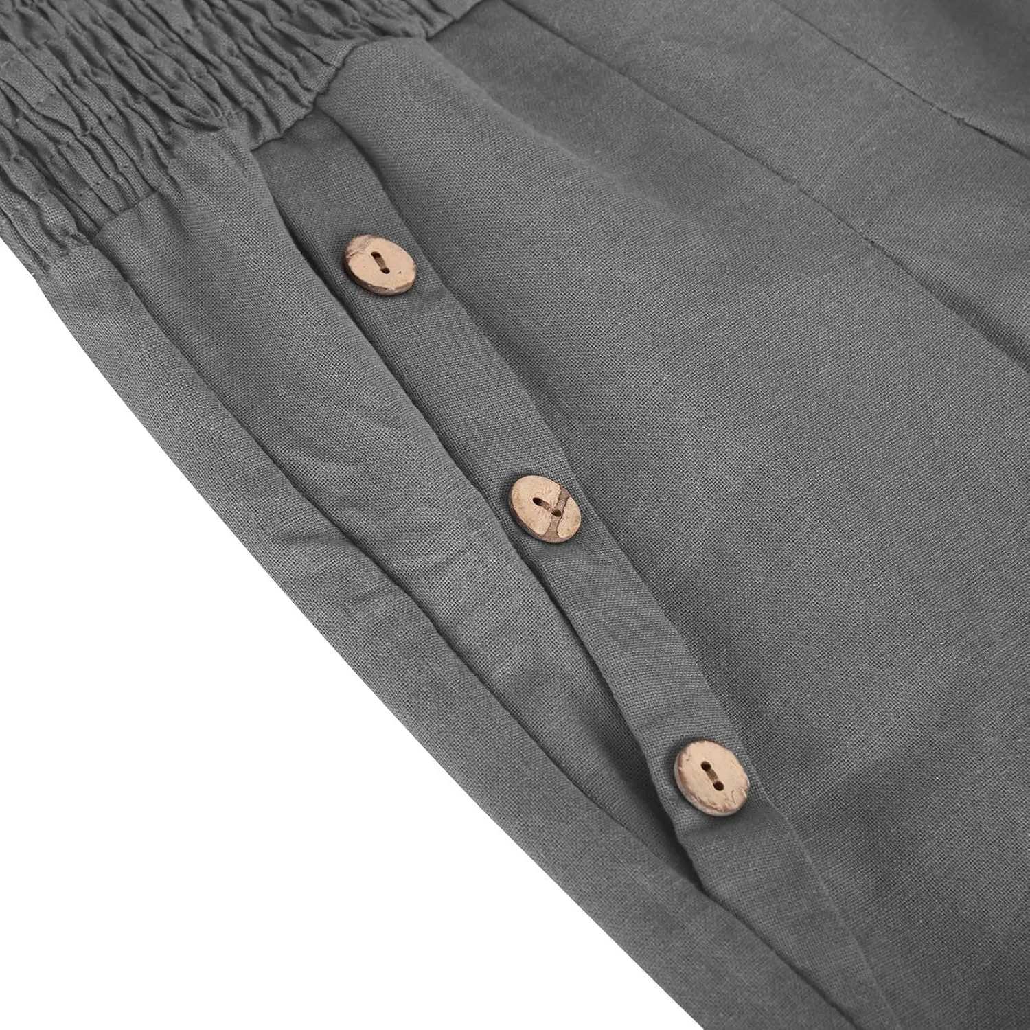 Women Dressy Casual Linen Pants 2025 Elastic Waist Drawstring Pocket Trousers Loose Straight Wide Leg Palazzo Pants