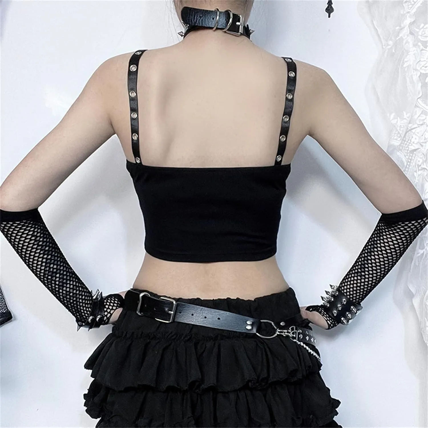 Women Gothic Crop Top Camisole Tank Tops Clubwear Cropped Cami T-Shirt