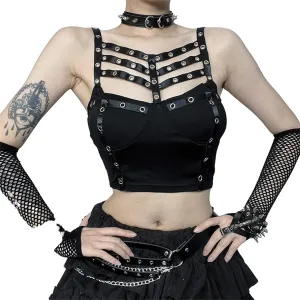 Women Gothic Crop Top Camisole Tank Tops Clubwear Cropped Cami T-Shirt