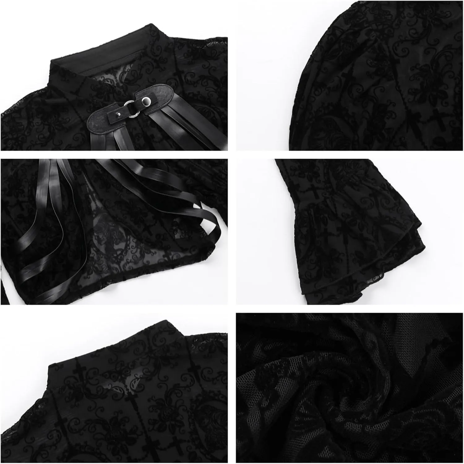Women Gothic Crop Top Grunge Black Cover Up Cardigan Y2k Cropped Shirts