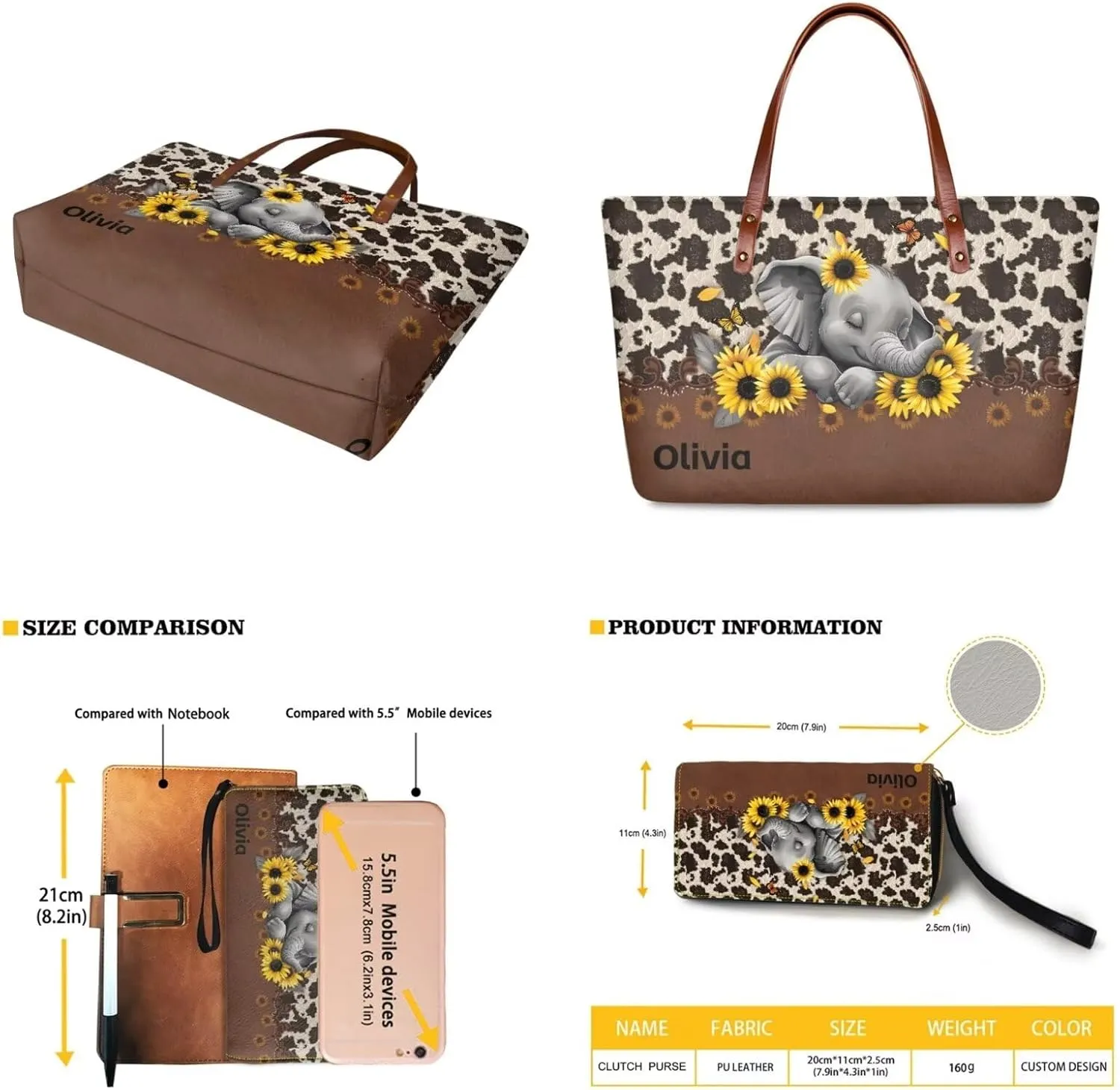 Women Handbags Wallet Tote Bag Shoulder Bag Top Handle Satchel Purse Set 2pcs
