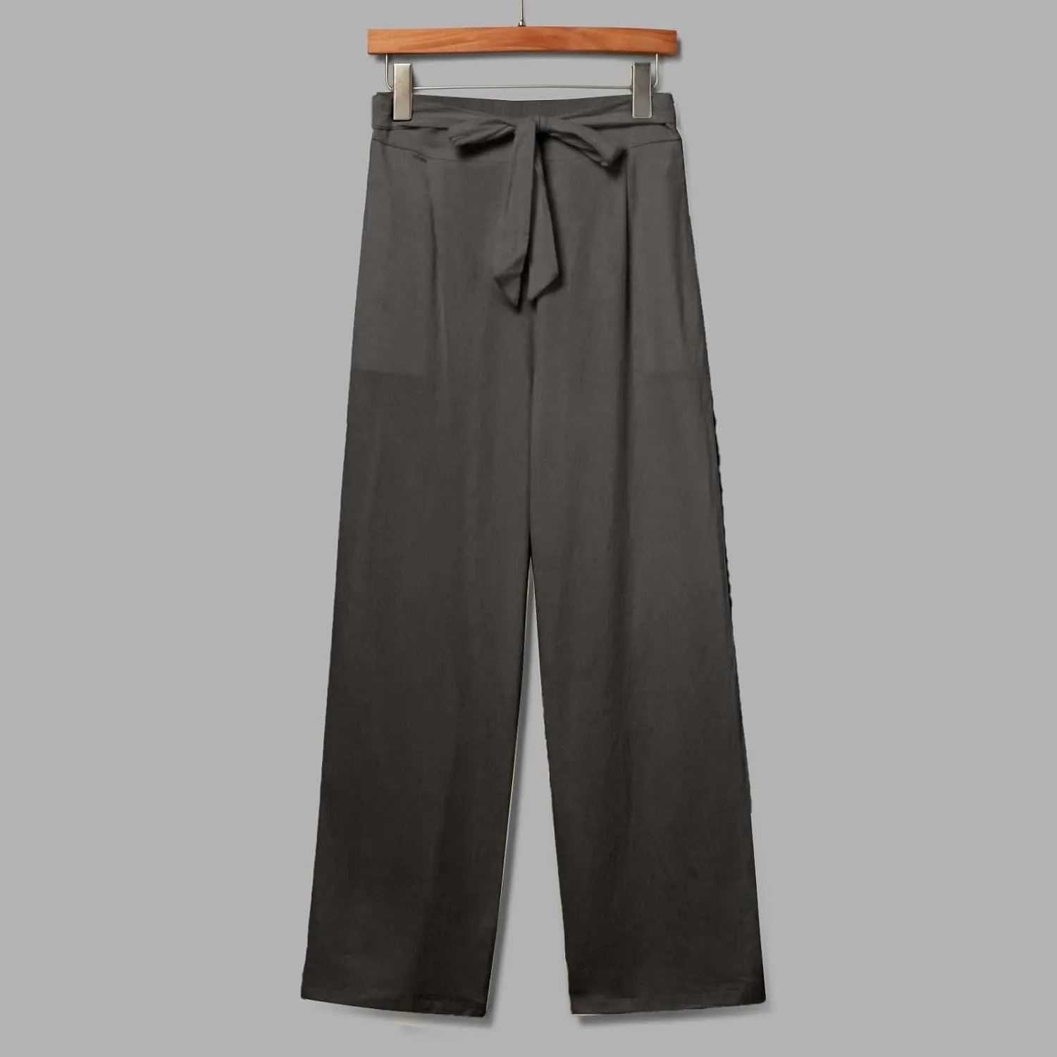 Women Linen Pants Casual Drawstring High Waisted Straight Leg Summer Pants Casual Comfy Beach Trouser with Pockets