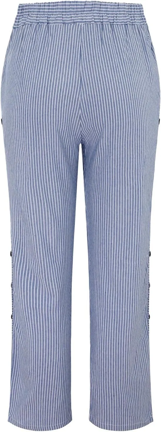 Women Linen Pants High Waist Adjustable High Waisted Dressy Trousers Linen Pants Women Summer Solid Lounge Long Trousers