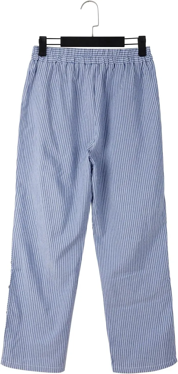 Women Linen Pants High Waist Adjustable High Waisted Dressy Trousers Linen Pants Women Summer Solid Lounge Long Trousers