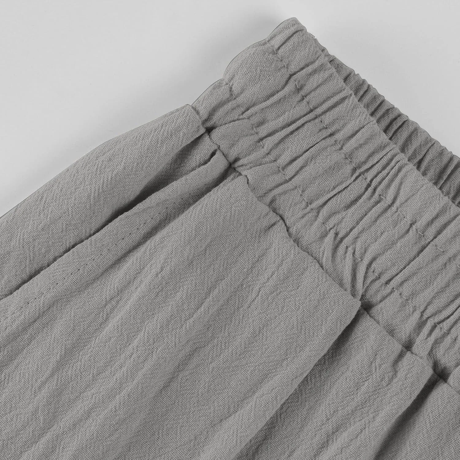 Women Linen Pants Summer Drawstring High Waisted Straight Leg Cotton Pants Casual Comfy Beach Trouser with Pockets