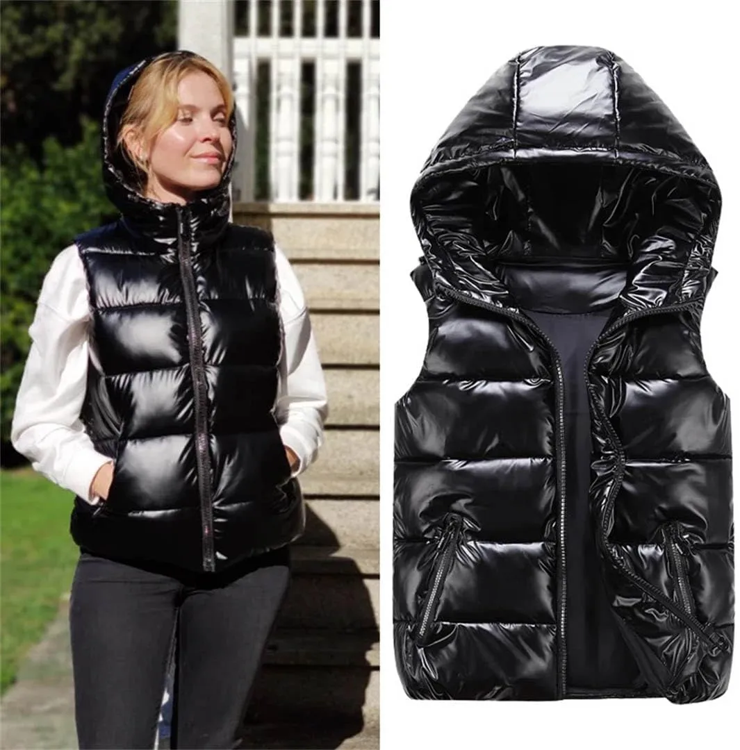 Women Sleeveless Puffer Jacket Ladies Waterproof Cotton Padded Waistcoat Female Fashion Street Top