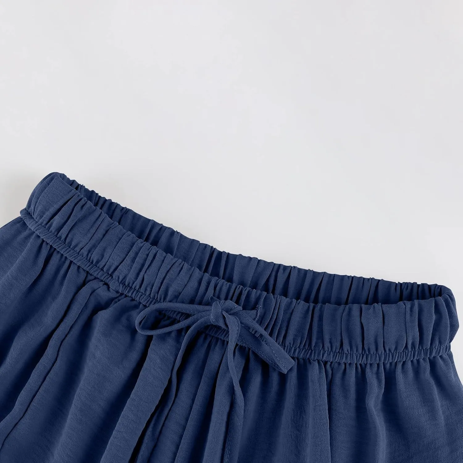 Women Summer Beach Vacation Pants Wide Leg High Waisted Drawstring Pants Casual Boho Loose Trendy Palazzo Clothes
