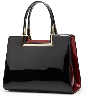 Women Top-handle Satchel Handbag Purse Patent PU Leather Glossy Shoulder Crossbody Bags