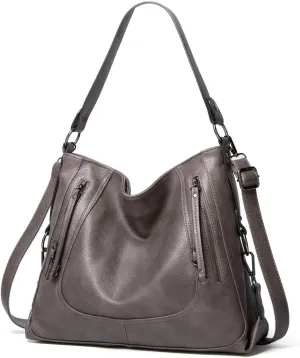 Women Tote PU Leather Handbag Top Handle Shoulder Bag Large Capacity Satchel Purse