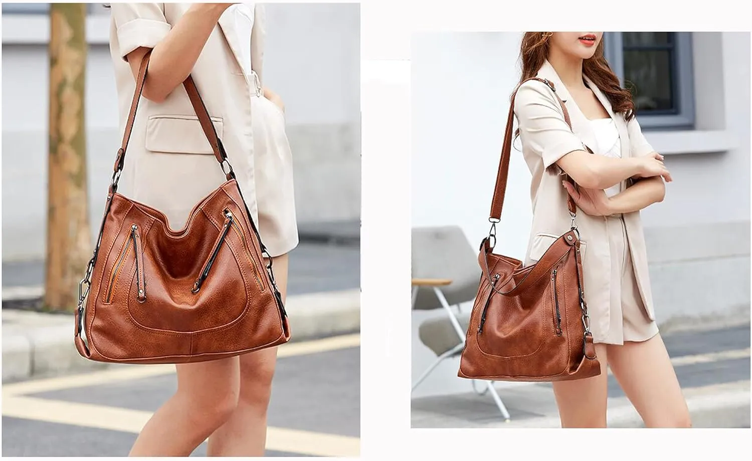Women Tote PU Leather Handbag Top Handle Shoulder Bag Large Capacity Satchel Purse