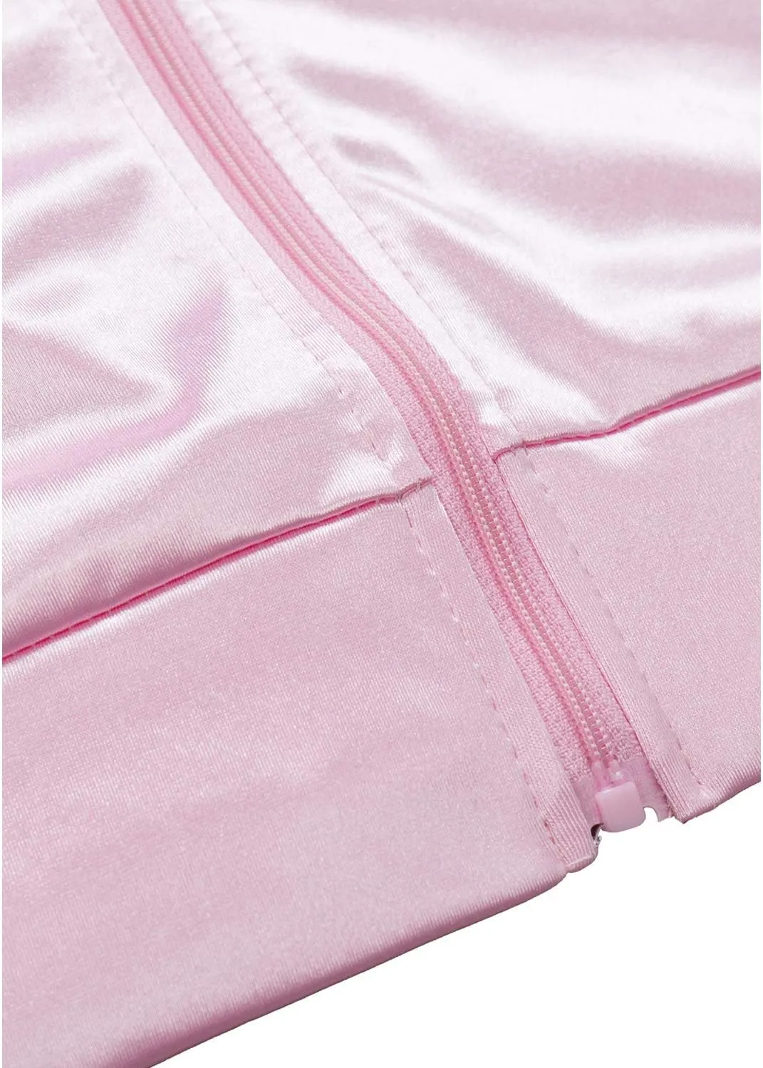 Women's 50s Ladys Pink Satin Jacket Jacket with Neck Scarfs Halloween Cosplay Costume