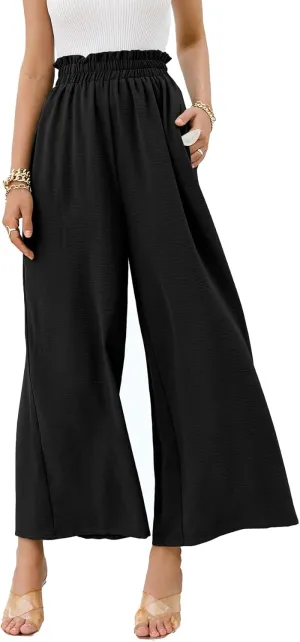 Women's Boho High Waisted Palazzo Pants Summer Beach Wide Leg Flowy Pants