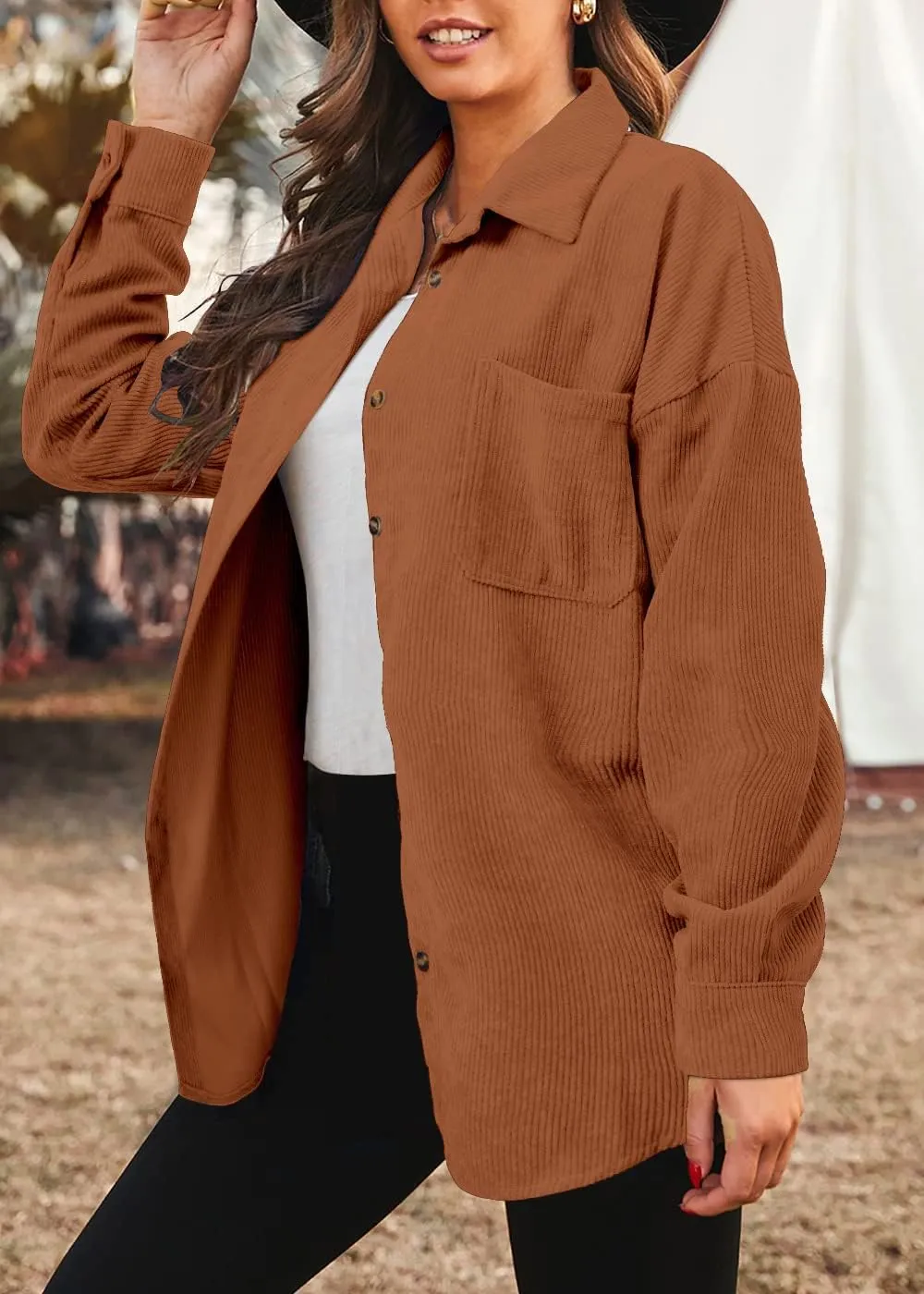 Women's Brushed Plaid Shirts Long Sleeve Flannel Lapel Button Down Cardigan Boyfriend Shacket Jacket Coats
