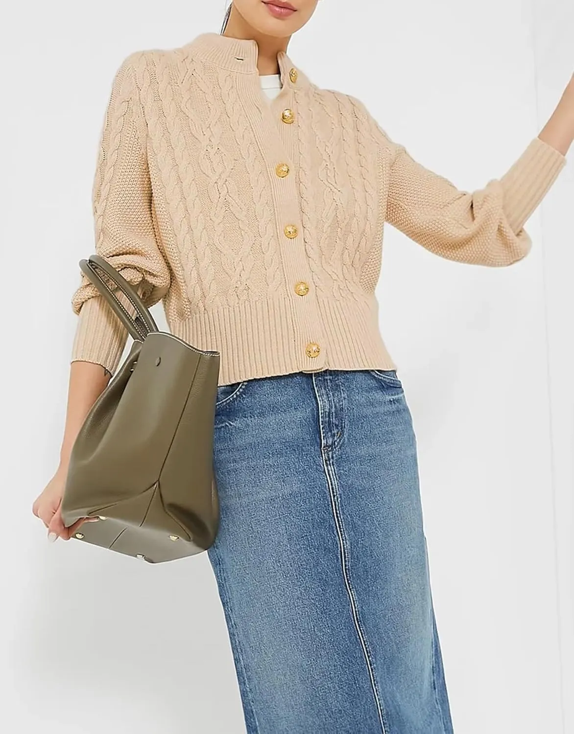 Women's Cardigan Sweater Button Down Long Sleeve Fall Jacket Short Chunky Knit Outerwear Coats Trendy Casual Outfits