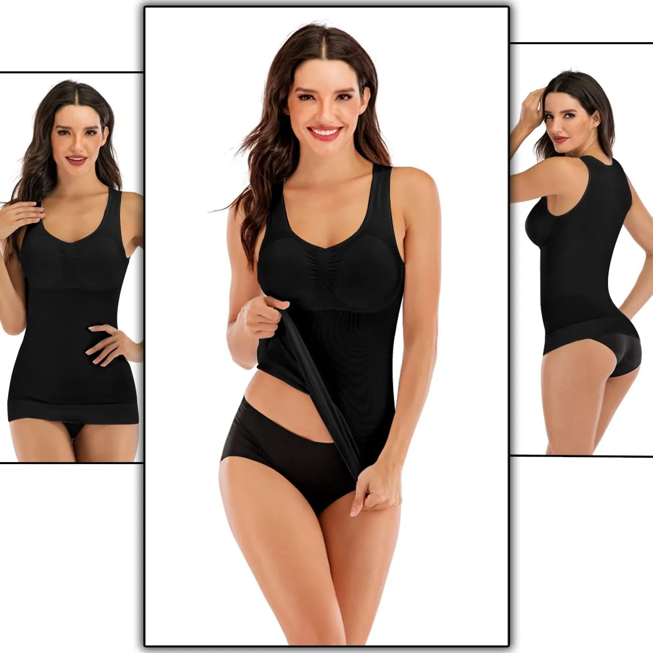 Women's Compression Camisole with Built in Removable Bra Pads Body Shaper Tank Top