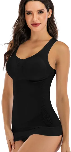 Women's Compression Camisole with Built in Removable Bra Pads Body Shaper Tank Top