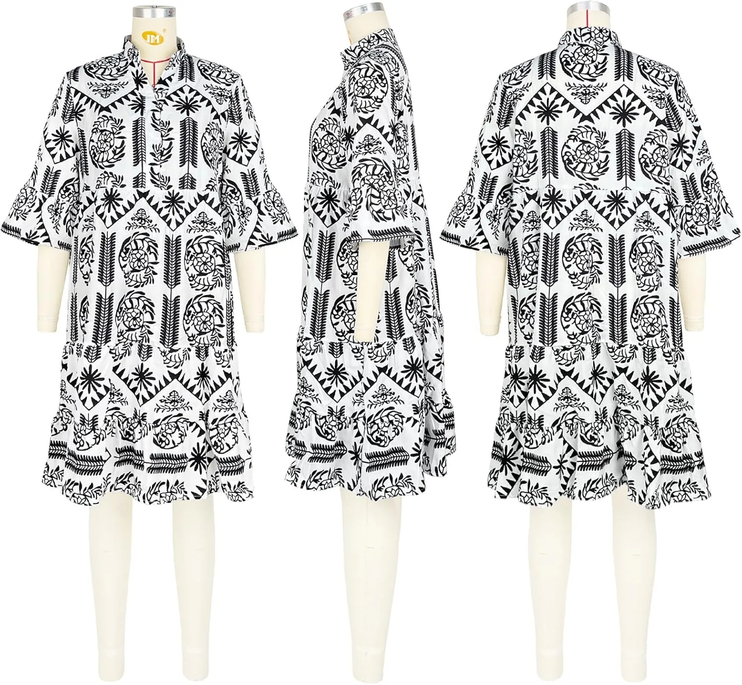 Women's Floral Button Down Shirt Dresses Casual Oversized Long Sleeve Button up Blouses Tops Mini Dress