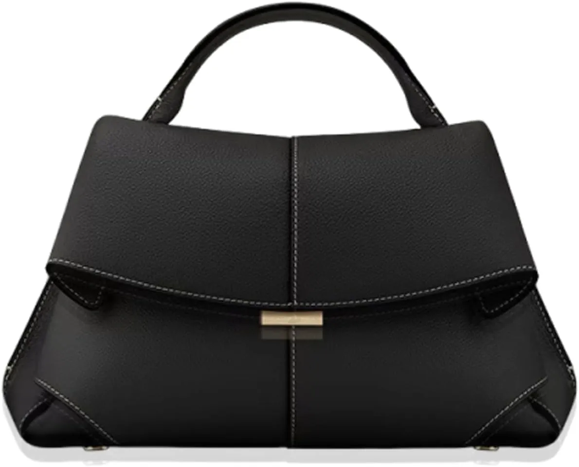 Women's Genuine Leather Handbag, Top Handle Satchel, Shoulder Crossbody Bag with Adjustable Strap