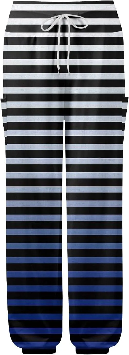 Women's Harem Pants, Hippie Palazzo Pants Boho Joggers High Waist Drawstring Trousers Flowy Clothes Pant with Pockets E0