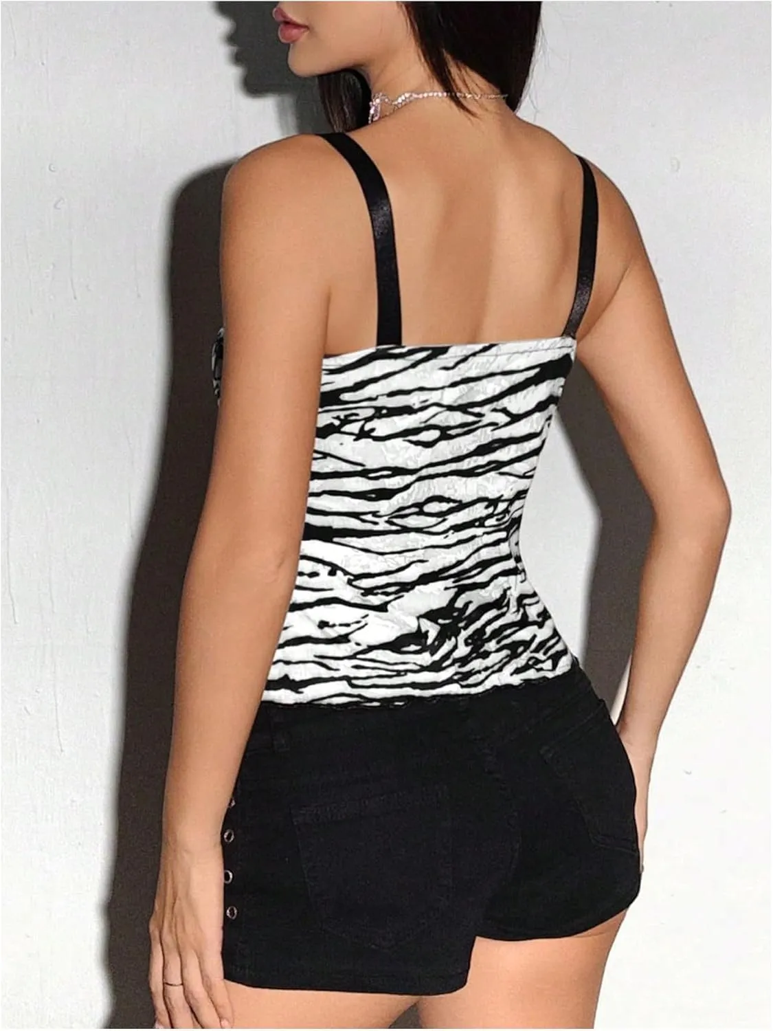 Women's Leopard Print Sweetheart Neck Camisole Tops Lace Trim Slim Fit Tank Top