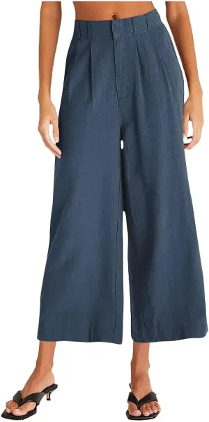 Women's Linen Pants Wide Leg Casual Summer Palazzo Pants Elastic Waist Dressy Lounge Work Trousers with Pockets