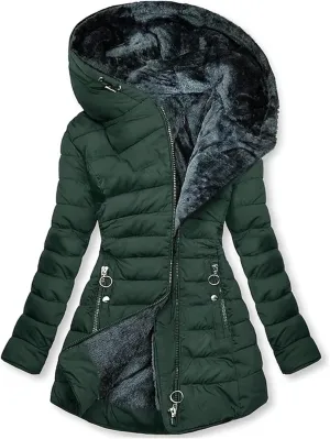 Women's Long Warm Thickened Winter Coat Offer Sherpa Lined Down Jacket Winter Cotton Padded Jacket Waterproof Fleece Coats Outdoor Women's Jacket(Green,4X-Large)