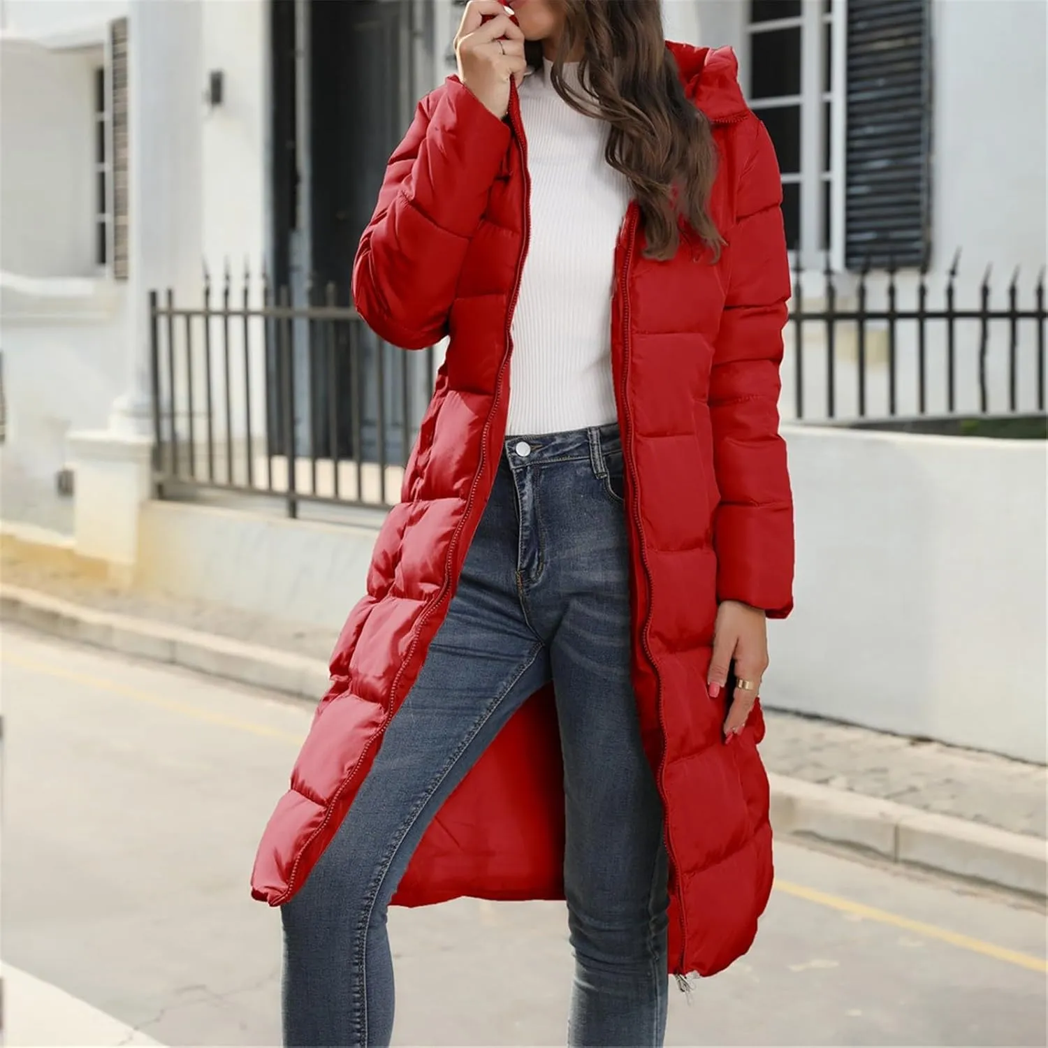Women's Packable Down Jacket Hooded Puffer Jacket Lightweight Winter Coat Hot Clothes Women
