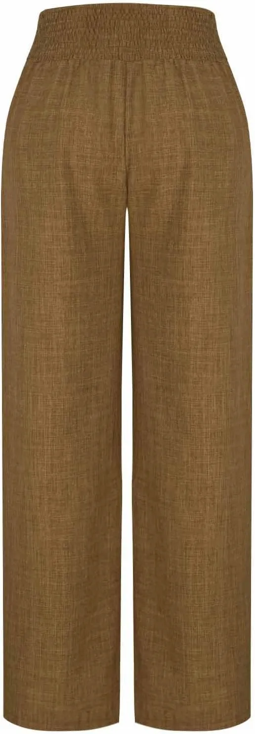 Womens Petite Wide Leg Pants Casual Summer Dress Pant High Waist Straight Trousers Joggers Slacks Outfits with Pockets