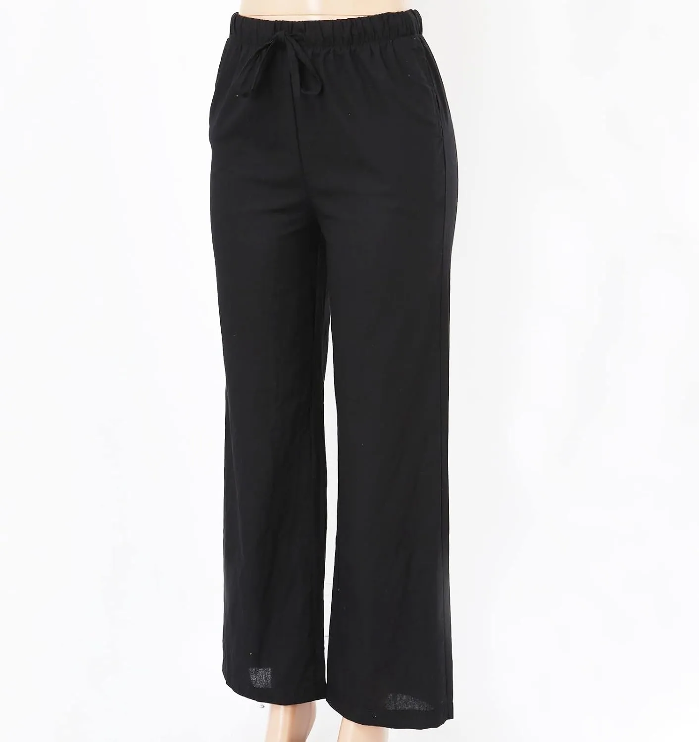 Women's Plus Size Linen Cotton Blend Office Capris Summer Wrinkle-Free Ankle Pants with Hidden Pockets