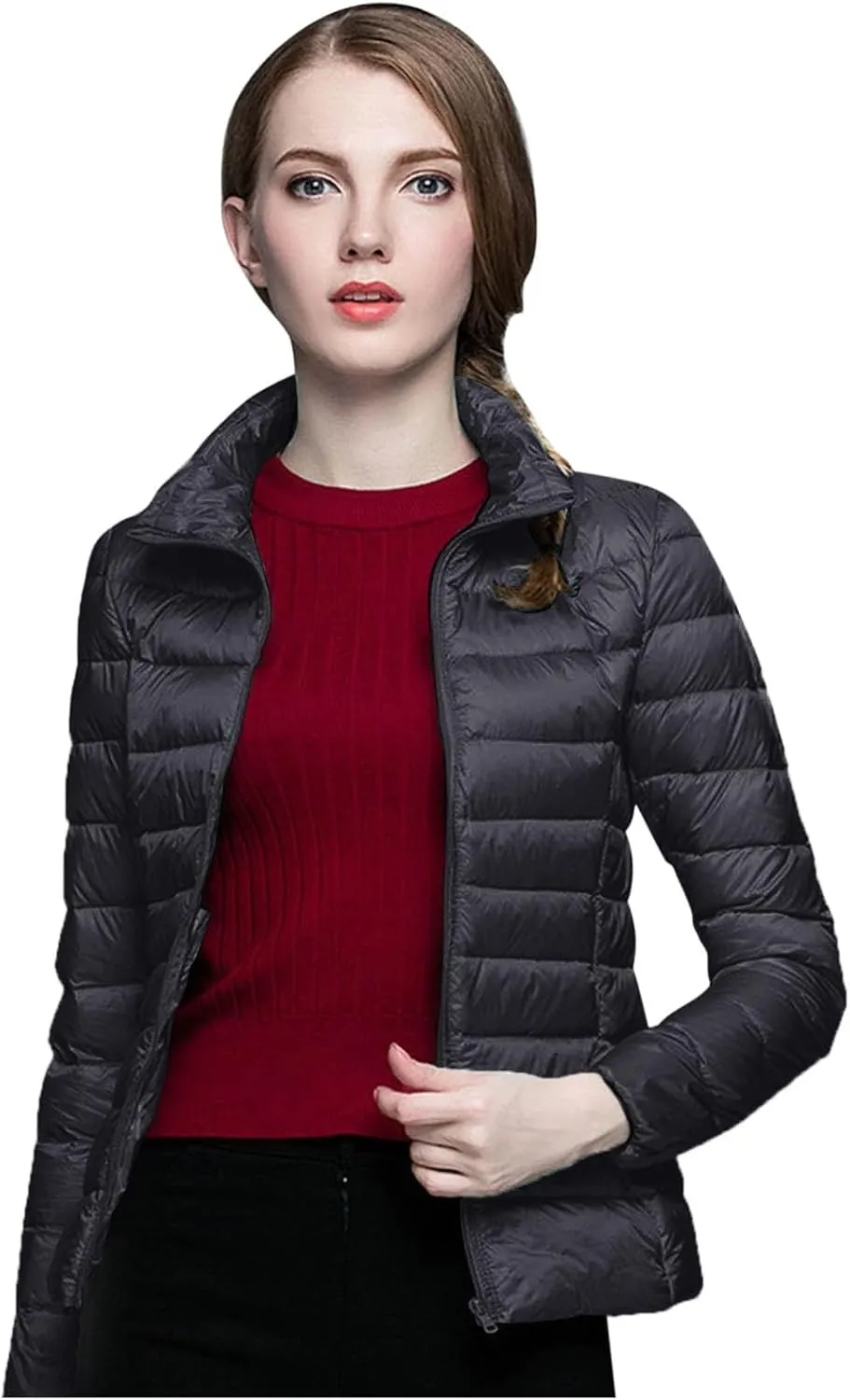 Womens Puffer Jacket 2025 Winter Warm Packable Down Jacket Lightweight Slim Fit Hooded Jacket Short Duck Down Coat